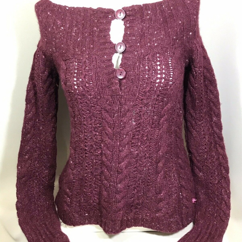American Eagle Maroon Off Shoulder Sweater M